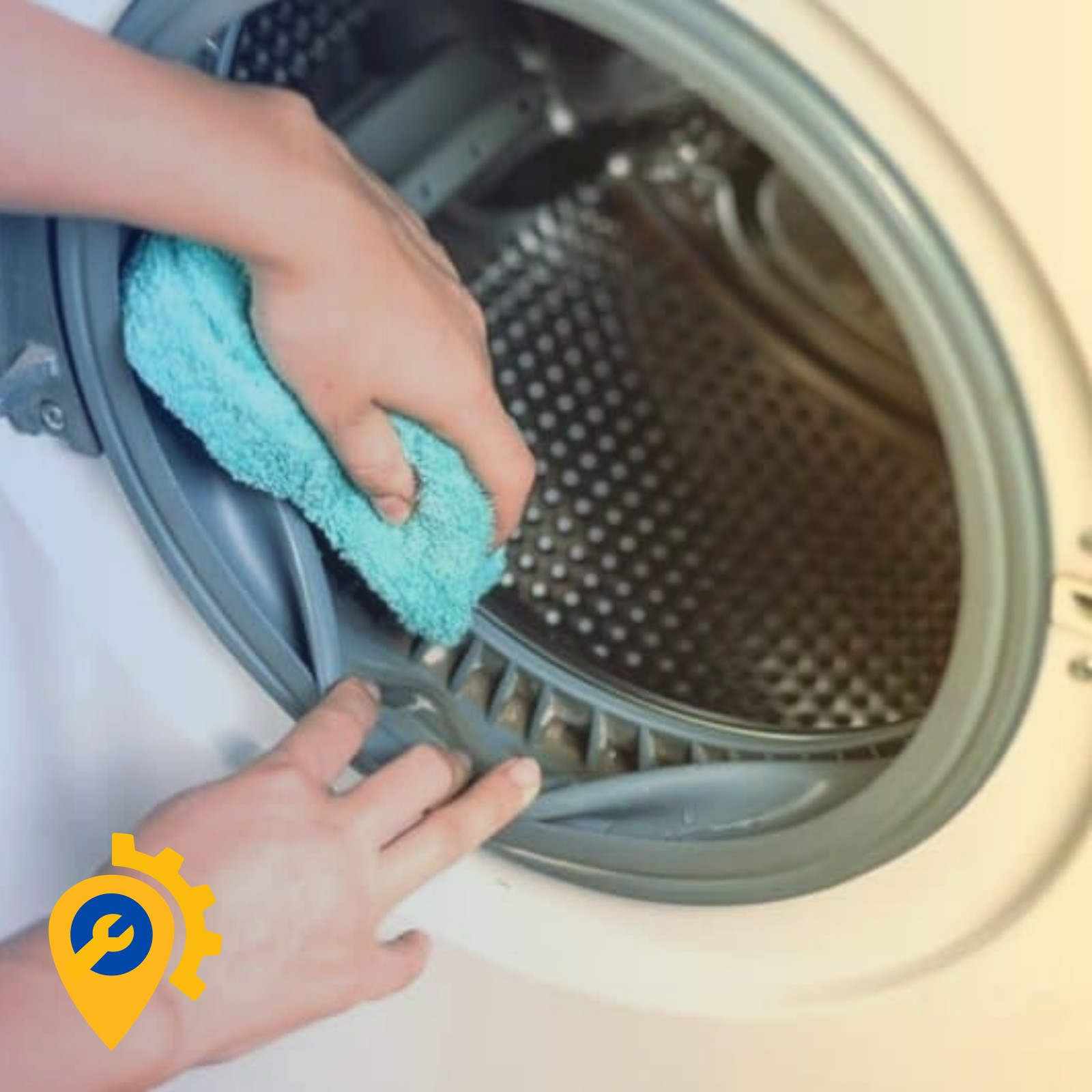 تمیز کردن لاستیک دور درب ماشین لباسشویی